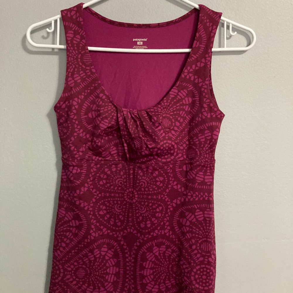 Patagonia Sleeveless Blouse Nylon Purple Floral Geometric Abstract Size XS